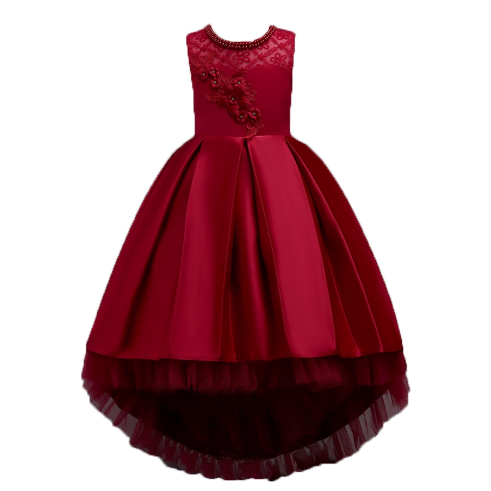 Princess Flower Girls Wedding Lace Tutu Dress Baby Birthday Party Christmas Red Dress For Kids Shopee Philippines