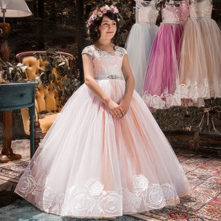 Wfrv Princess Flower Girls Kids Dress Long Wedding Gown For 6 14 Years Old Shopee Philippines