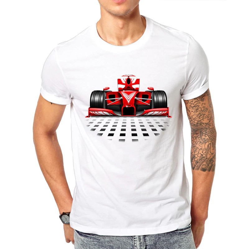 Hot Punk Emo T Shirts Men Short Sleeve F1 Formula Novelty Design Race Car