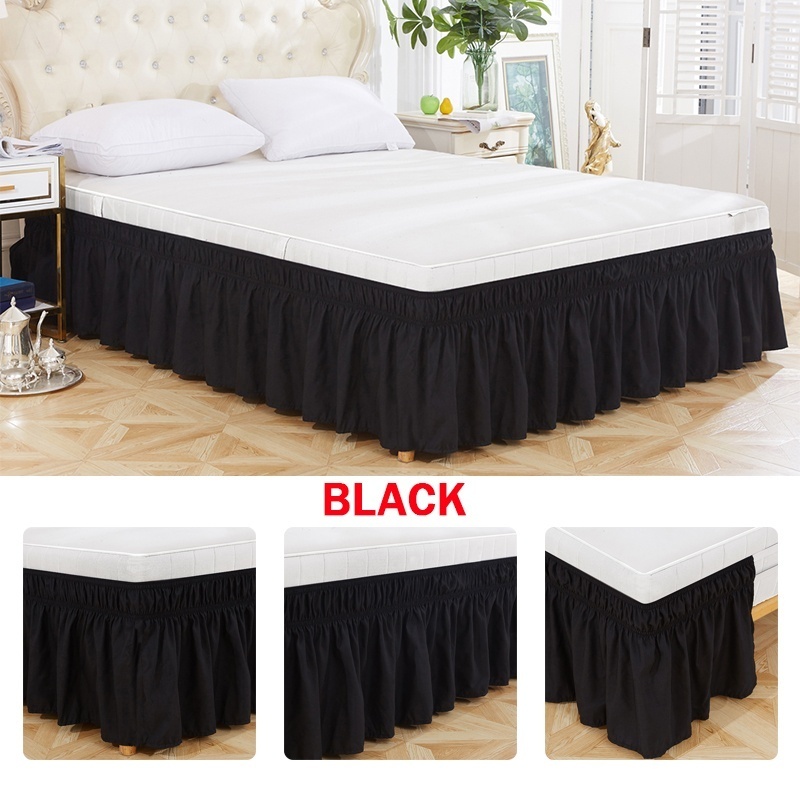 Amazon Com Lux Hotel Tailored Bed Skirt Classic 14 Drop Length Pleated Styling Queen Black Home Kitchen