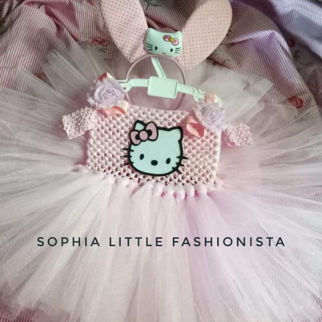 Hello Kitty Light Pink With Headband And Barefoot Baby Girl Hello Kitty Tutu Dress Birthday Party Shopee Philippines
