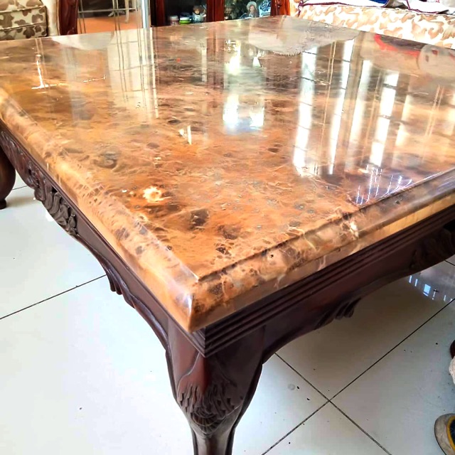 Large Marble Slab Table With Narra Wood Base Shopee Philippines