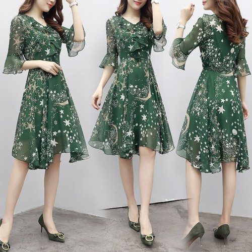 Coshop 2 Pcs Women Lace Chiffon Floral Elegant Casual Midi Dress For Christmas Dinner Party Shopee Philippines