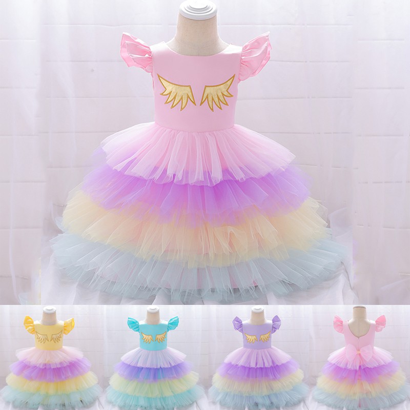 Baby Girl Unicorn Dress Birthday Kids Cupcake Dresses Bow Wedding Princess Tutu Dress Girl Clothing Shopee Philippines