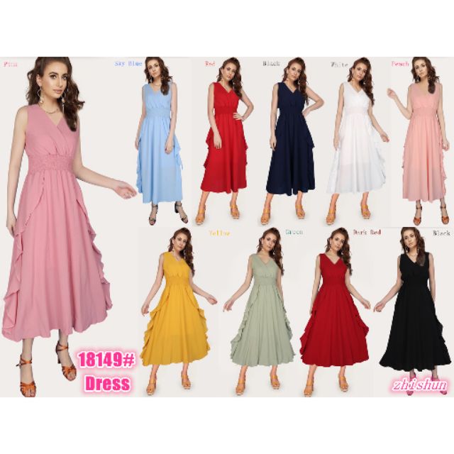 Maxi Dress Formal Dress Wedding Dress Plain Sleeveless Long Dress Trendy Shopee Philippines