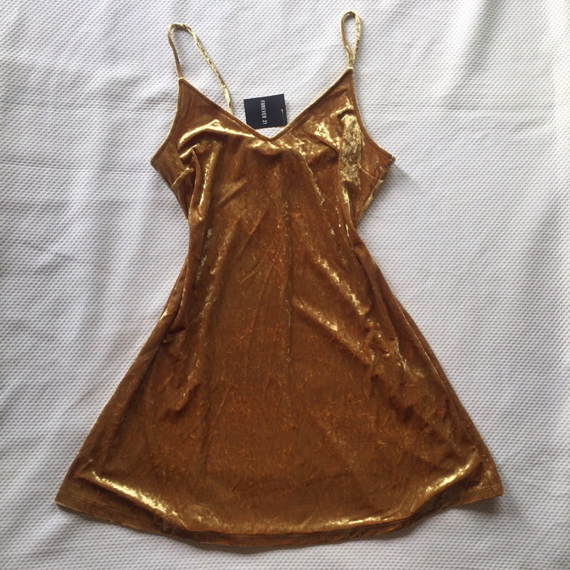 Forever21 Gold Brown Velvet Dress Shopee Philippines