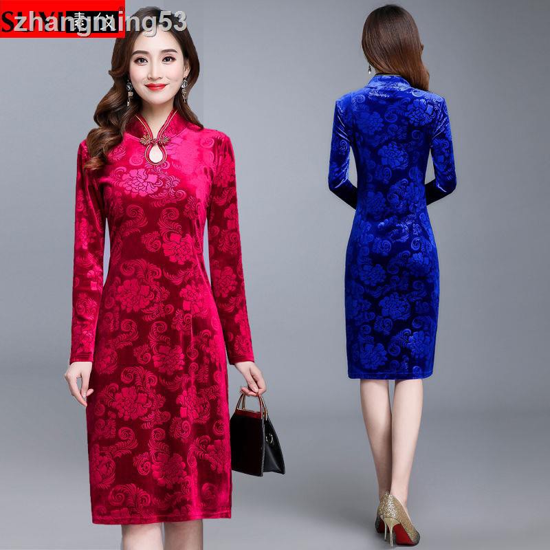 Velvet Dress Cheongsam Wedding Mother Wedding Dress Shopee Singapore