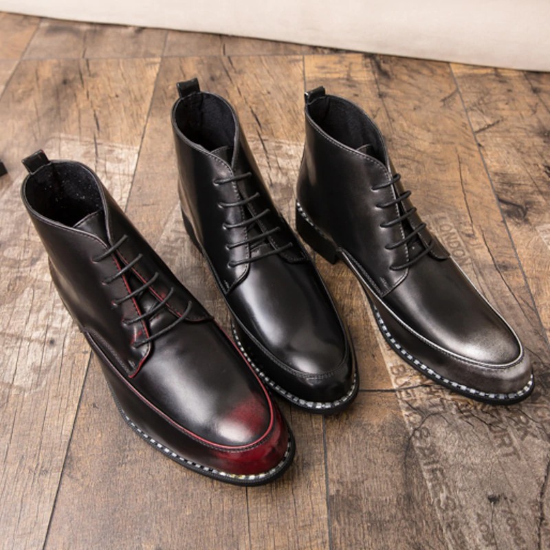 Men S Shoes Men Lace Up Leather Ankle Dress Shoes High Top Cowboy Boots Slip On Zipper Shoes Clothing Shoes Accessories Najdekor Sk