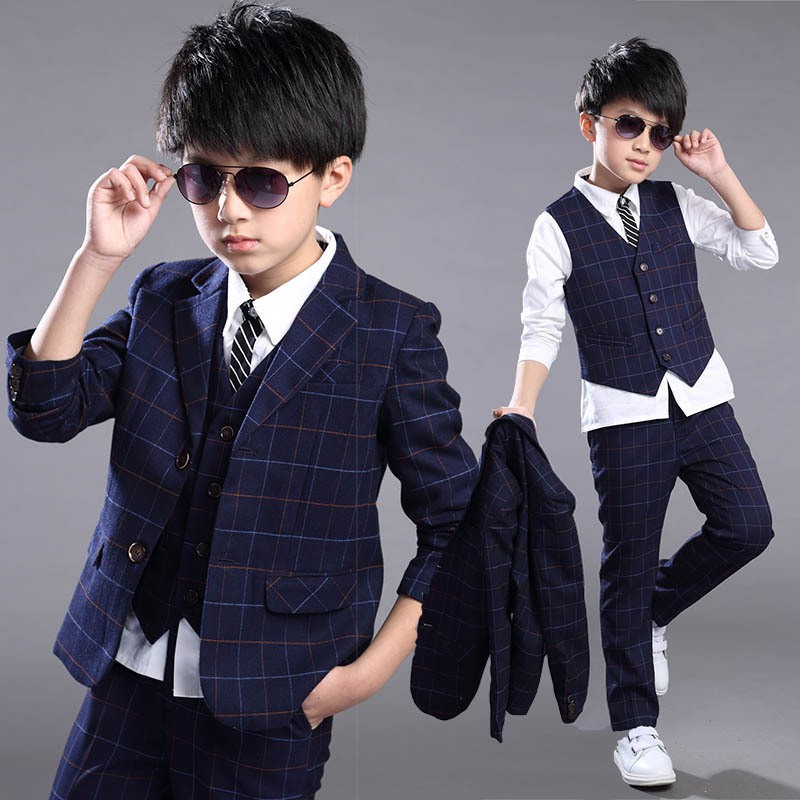 3pcs Set Boys Formal Suit Prom Funeral Wedding Suit Kids Boys Coat Pants Vest Shopee Singapore