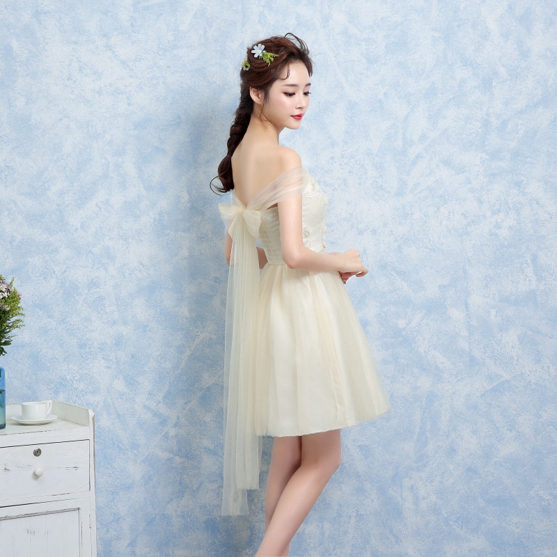 08formal White Bridesmaid Dress Dinner Party Elegant Company Anniversary Shopee Singapore