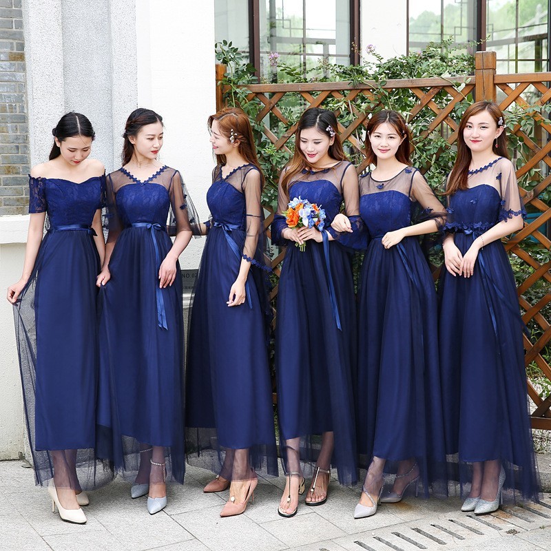 Elegant Blue Wedding Dinner Evening Dress Gown Bridesmaid Dresses Shopee Singapore