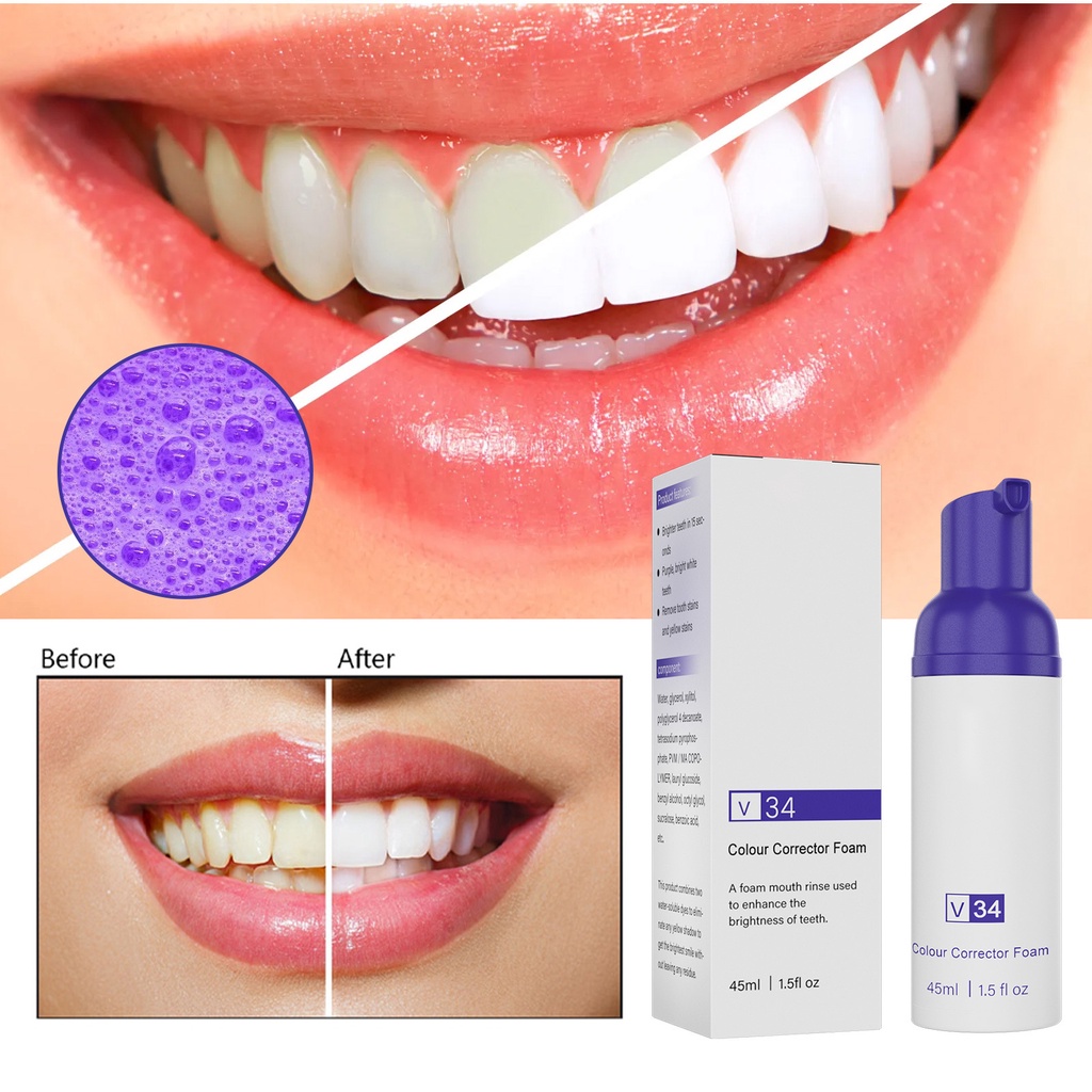 V34 foam teeth whitening toothpaste oral care tool mouth fresh mouth