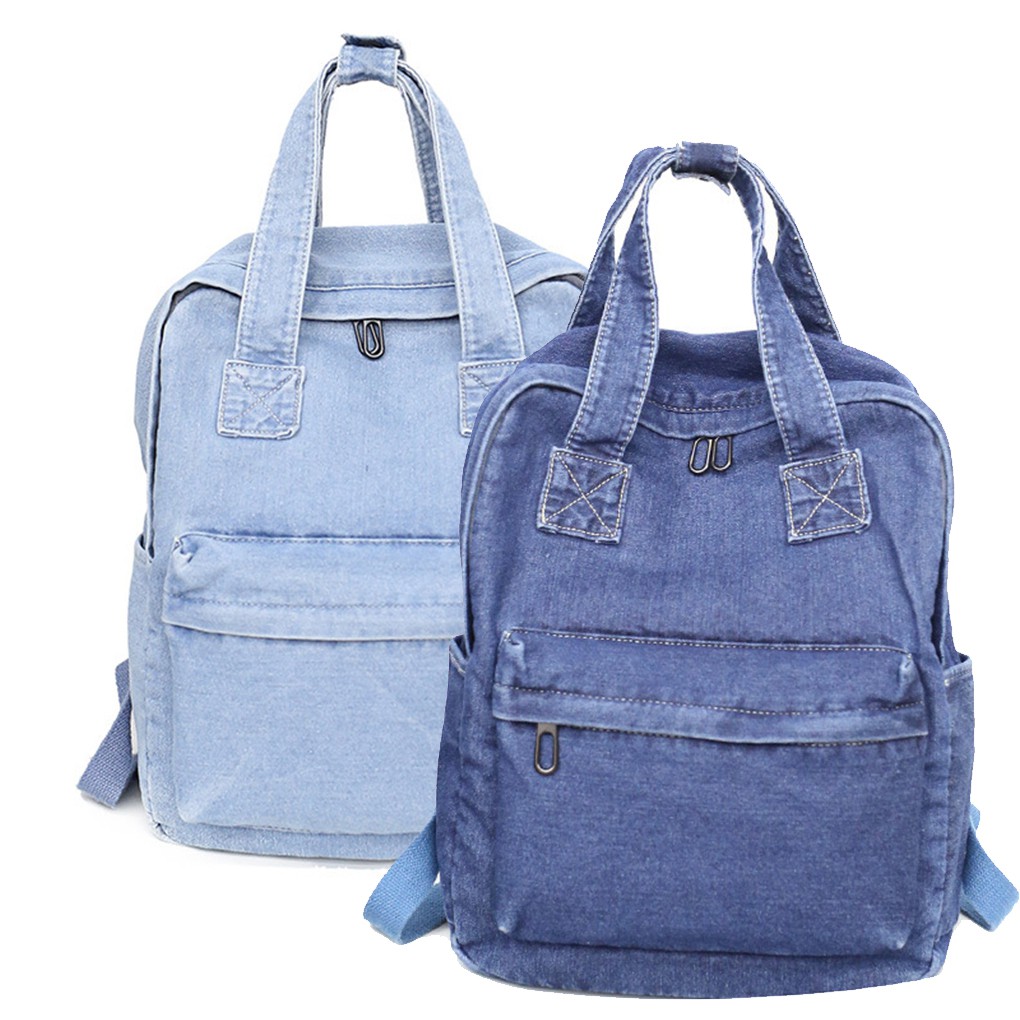 Women Denim School Bag Teenager Backpack Ladies High Capacity Student Travel Bag Shopee Singapore