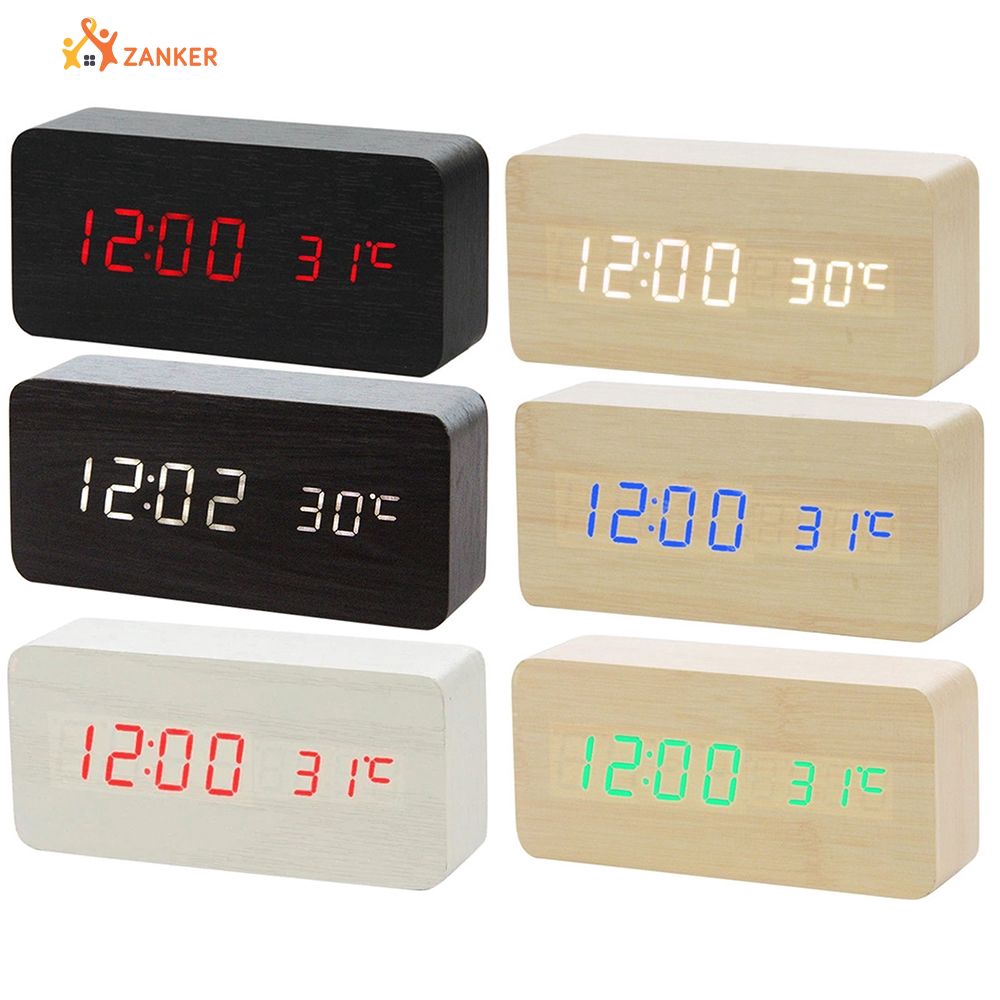 New Modern Wooden Wood Digital Led Desk Alarm Clock Thermometer Timer Calendar Home Decor Clock Radio