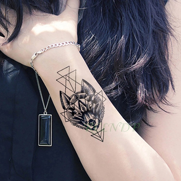㍿☞2 Pcs Waterproof Temporary Tattoo Stickers Wolf Dog Head Fake Tatto Geometric Animal Flash Tatoo Hand Back Foot | Shopee Singapore 750_x_750_jpg
