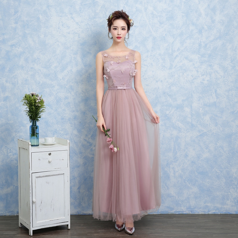 01formal Pink Bridesmaid Dress Dinner Party Dress Elegant Company Anniversary Shopee Singapore
