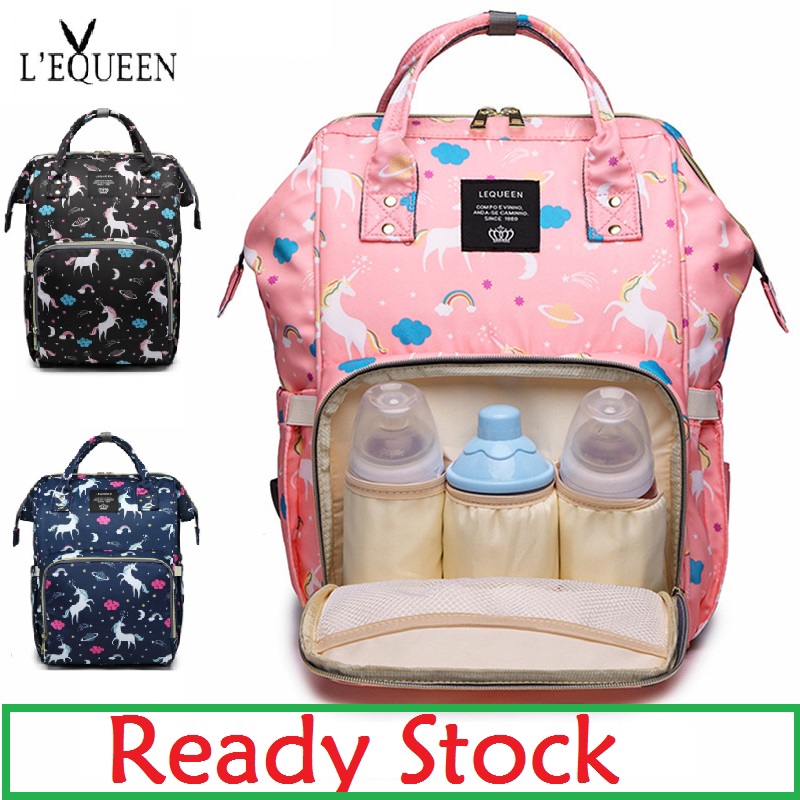 Lequeen Baby Diaper Bag Backpack Baby Organizer Bags For Mom With Hooks Large Stroller Bag For Mommy Baby Changing Mummy Bag Shopee Singapore