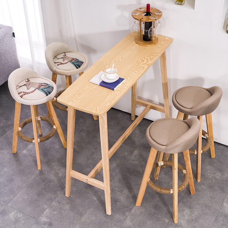 Solid Wood Bar Table Home Simple High Legged Long Table Living Room Wall Coffee Table Shopee Singapore