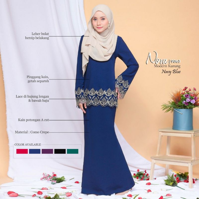 Read reviews on baju kurung moden lace offers and make safe purchases . Baju Kurung Moden Nora 9063 Mini Kurung Lace Kurung Lace Kurung Modern Baju Sulaman Lace Peplum Kaftan Shopee Singapore