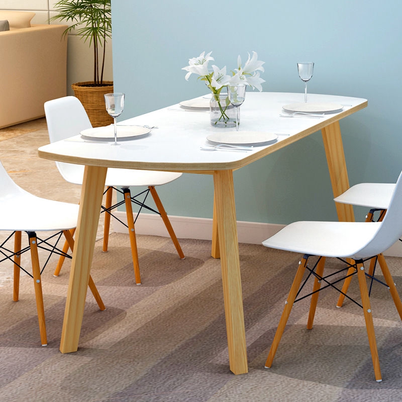 Family Dining Table Wood Rectangular Dining Table European Solid Wood Leg Modern Simple Style Shopee Singapore