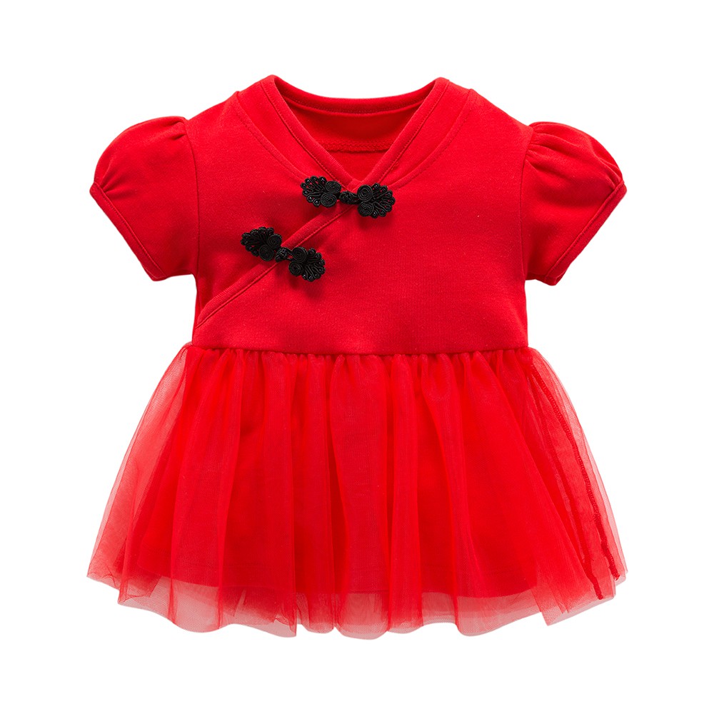Baby Dress Newborn Baby Girls Clothes Cheongsam Chinese New Year Girls Dresses Red 0 2 Old 100 Cotton Shopee Singapore