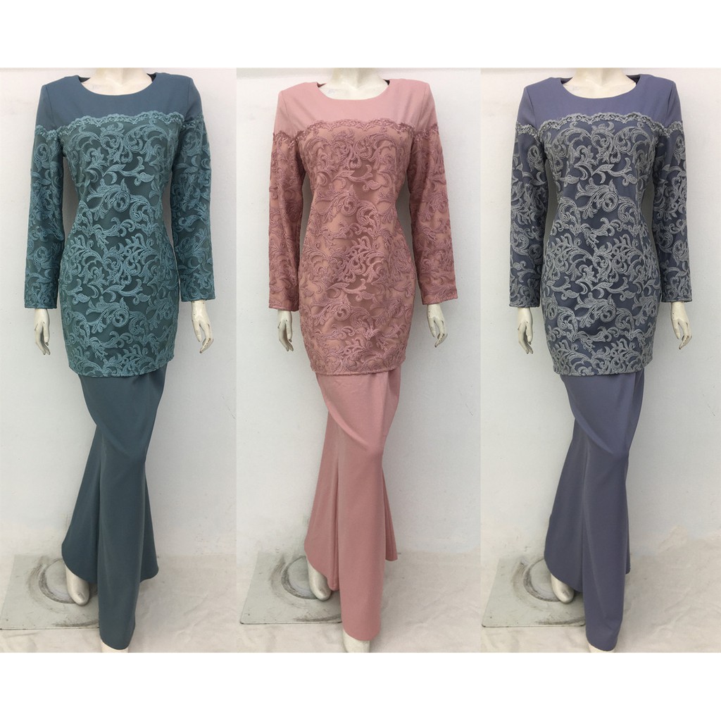 Beli bahan baju kurung model & desain terbaru harga murah 2022 di tokopedia! Vivfashionhouse Baju Kurung Moden Lace Dan Kain Duyung Acut Plus Size Fashion 2020 Size 38 50 Shopee Singapore