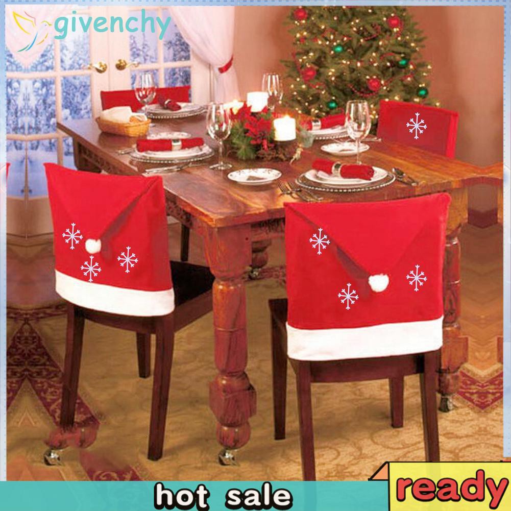 1pc Christmas Seat Cover Chair Santa Claus Hat Cover Xmas Dinner Table Decor Shopee Singapore