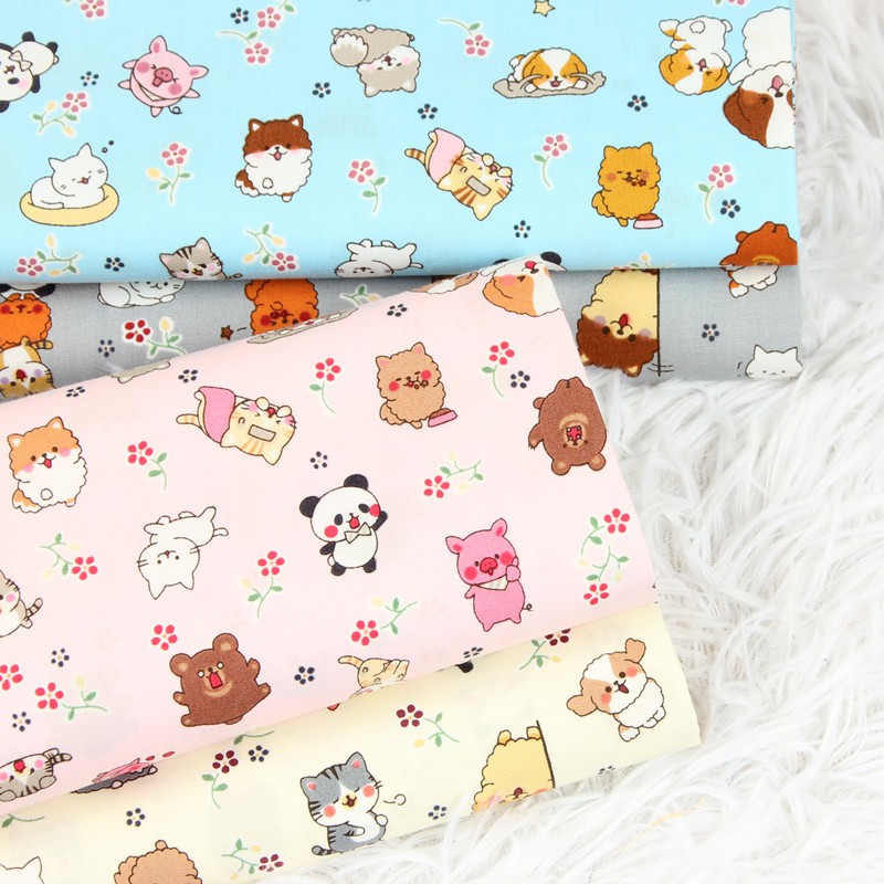 Cute Animal Cat Printing Cloth Handmade Diy Clothes Dress Baby Clothing Fabric Shopee Singapore