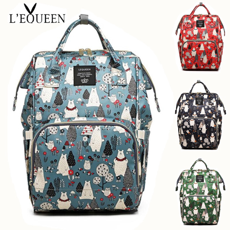 Lequeen Diaper Bag Mini Bear Hand Painted Cartoon Waterproof Nappy Bag Baby Care Travel Backpack Maternity Bag Shopee Singapore