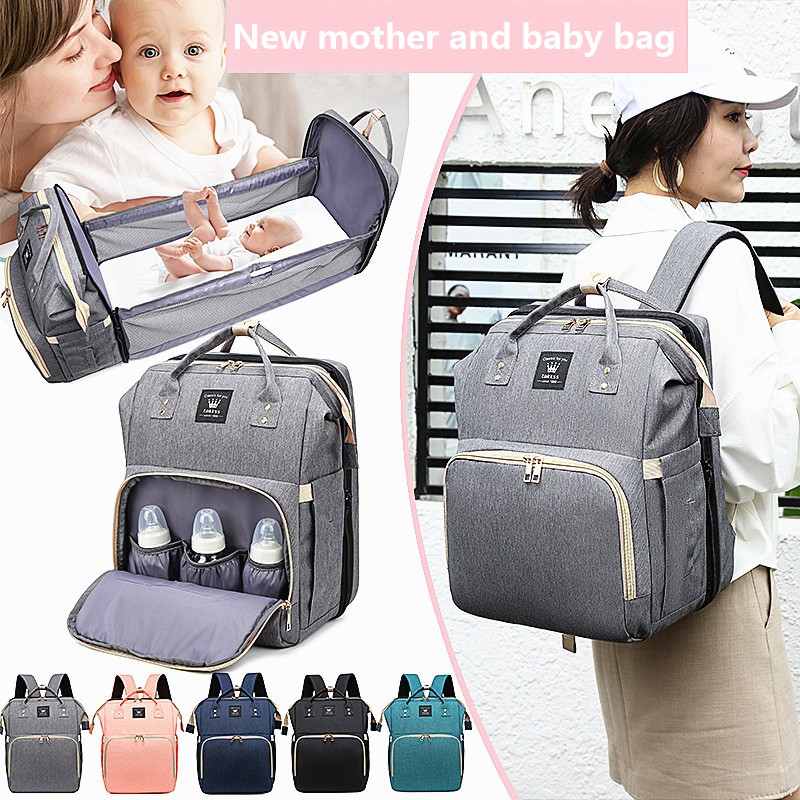 Mother And Baby Backpack New Multifunctional Folding Crib Carry Bag Mother Travel Diaper Bag Baby Stroller Storage Bag Shopee Singapore