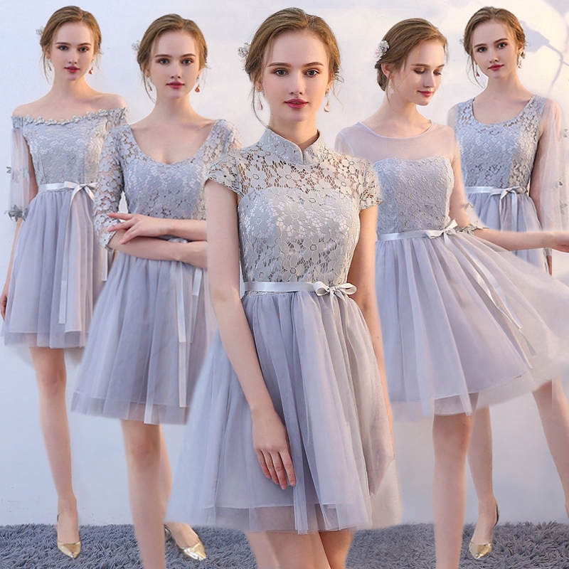 14formal Grey Bridesmaid Plus Size Party Dress Elegant Company Anniversary Shopee Singapore