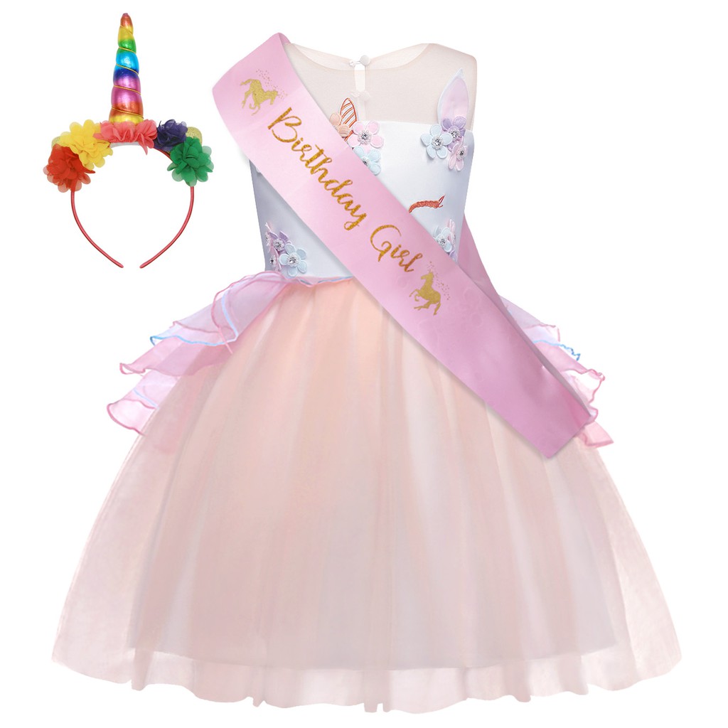 Kids Girls Cute Unicorn Lace Tutu Dress Unicorn Party Dress Kids Dresses Birthday Party Christmas Costume Shopee Singapore