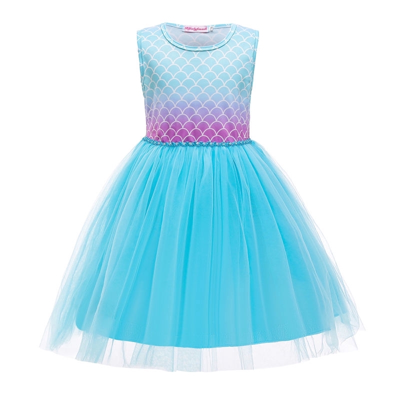 2020 Girls Mermaid Gauze Princess Dress Birthday Party Girls Costume 3 8y Kids Birthday Cosplay Mermaid Dress Shopee Singapore