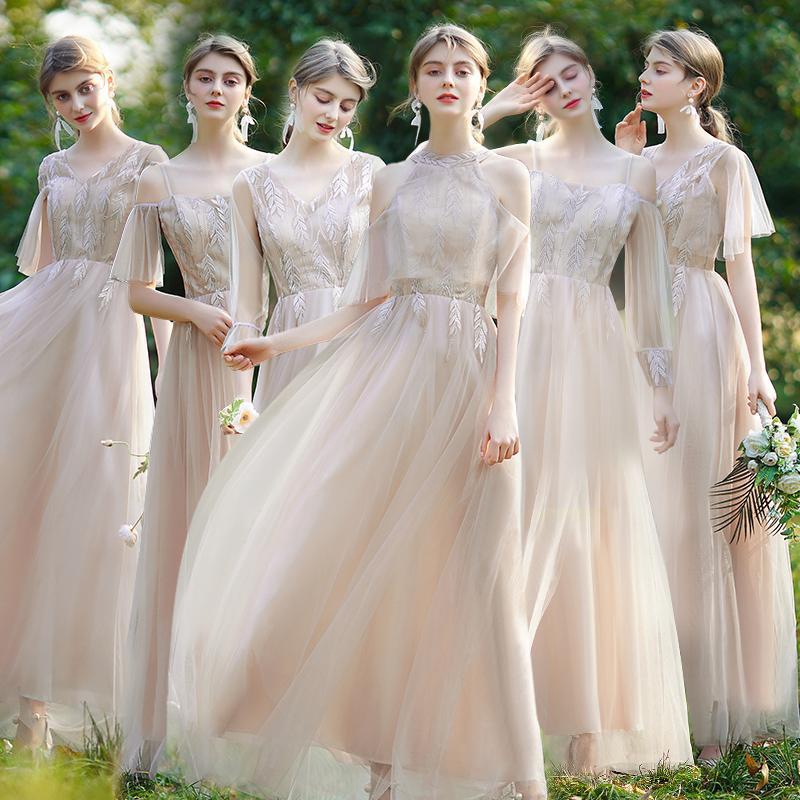 Female Party Dress Blue Gray Multi Style Wedding Wear Korean Style Fashion Dress Shopee Singapore