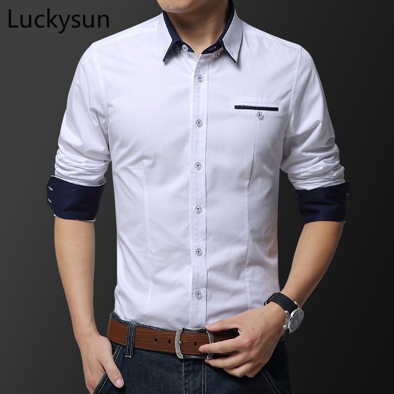 White Shirt Men Business Casual Slim Fit Top Blue Khaki Long Sleeve Formal Shirts Male Clothing M 5xl Shopee Singapore