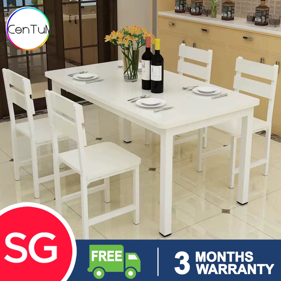 Gj Wooden Dining Table Set With Chairs Splash Proof Easy Clean Scandinavian Modern Stylish Classy Man Woman Family Home Shopee Singapore