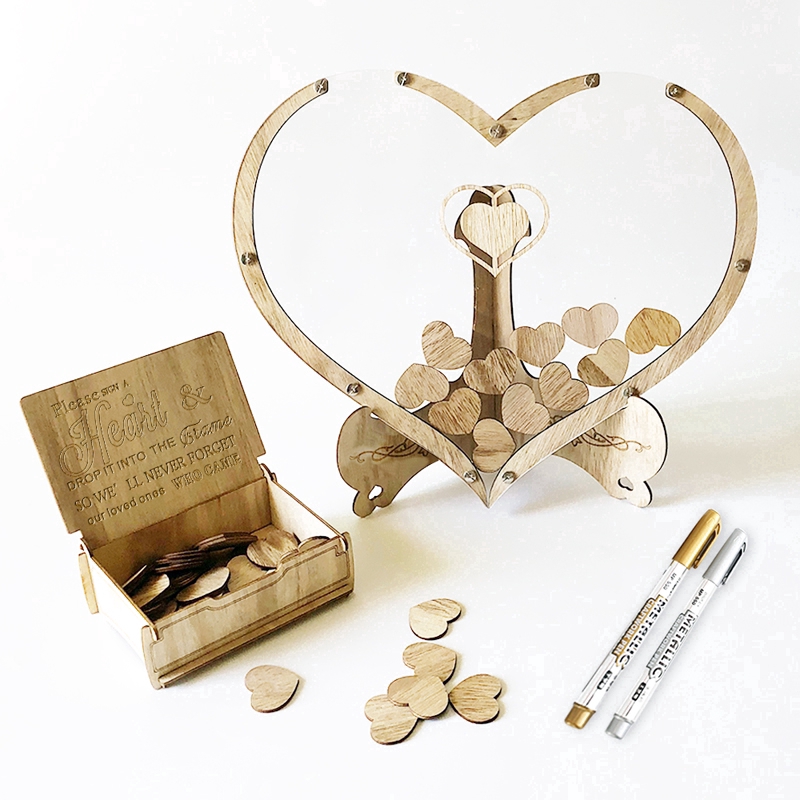 Heart Shaped Wooden Wedding Guest Book Framed Alternative Unique Heart Drop Box Design Wedding Wood Guest Book Gift Idea Wood Frame Shopee Singapore