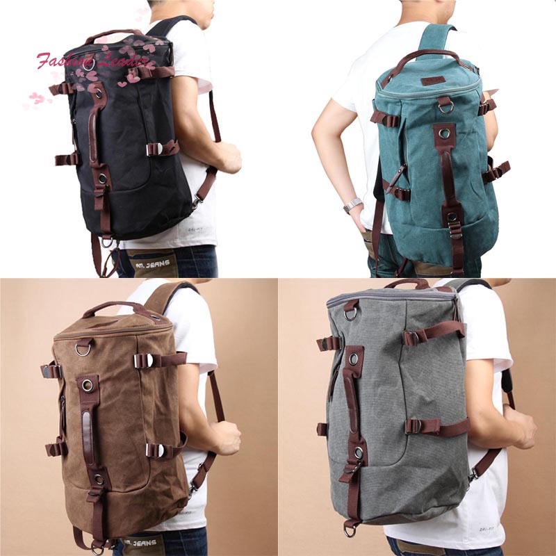 Fashion Male Men Retro Canvas Backpack Laptop Shoulder Outdoor Duffle Bag Shopee Singapore