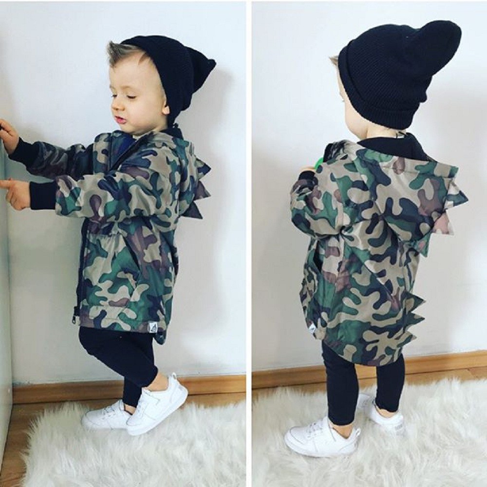Kids Baby Boy Dinosaur Camouflage Hooded Windbreaker Tops Coat Jacket Clothes Shopee Singapore
