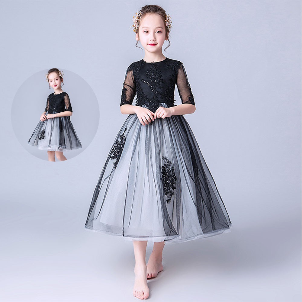 Girl Black Dress Piano Performance Concert Minidress Birthday Party Dinner Dress Wedding Flower Girl Evening Gown Shopee Singapore