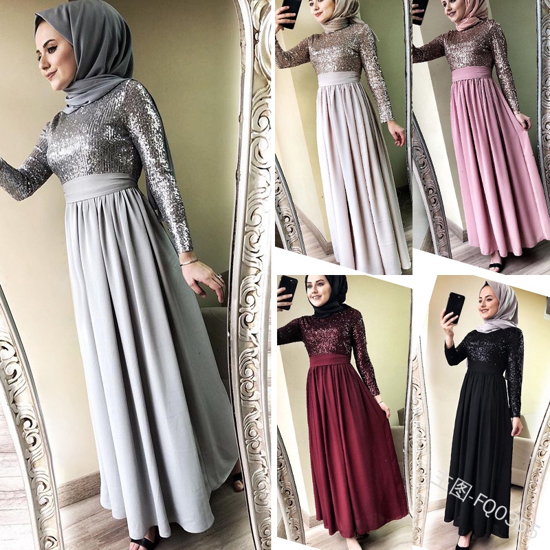 Elegant Muslim Long Dress Women Abaya Dubai Ramadan Kaftan Islam Occasion Dinner Party Formal Dress Shopee Singapore