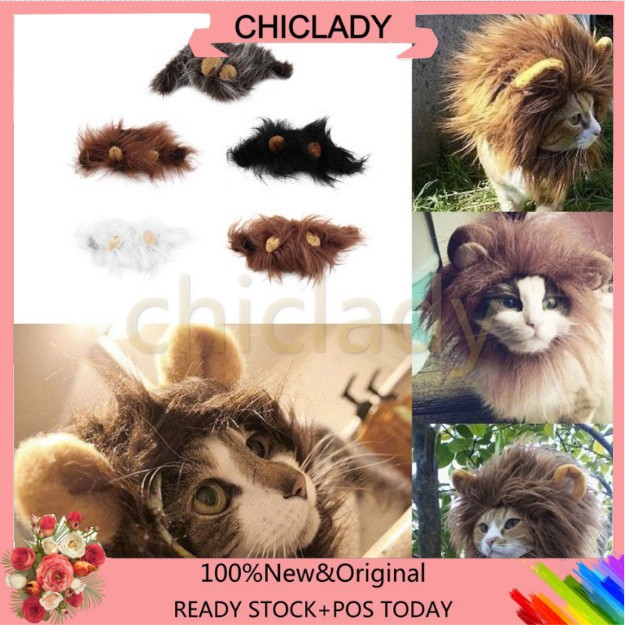 Chd Pet Costume Lion Mane Wig For Cat Halloween Christmas Party Dress Up With Ear Shopee Singapore