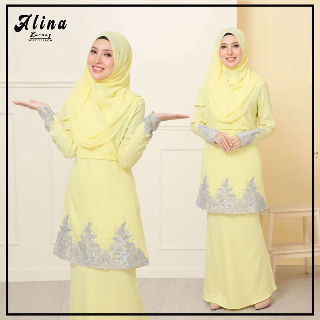 Antaranya termasuklah baju kurung pahang. Baju Kurung Moden Kurung Alina 2021 Material Moss Crepe Colour Yellow Shopee Singapore