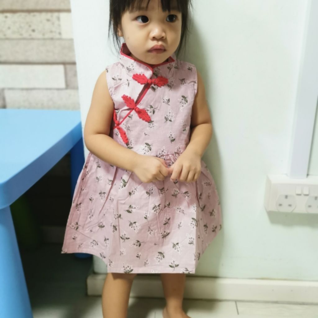 Traditional Chinese New Year Dress For Girls Racial Harmony Dress In Cute Pink Shopee Singapore