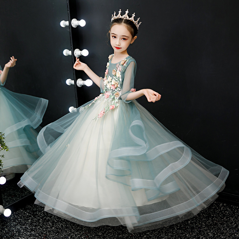 Princess Girls Dress Flower Girl Wedding Dress Western Style Piano Performance Clothing Small Host Graduation Party Birthday Party Dress Toast Clothing Evenin Dancing Dress Christmas Dress Halloween Cosplay Dress Shopee Singapore