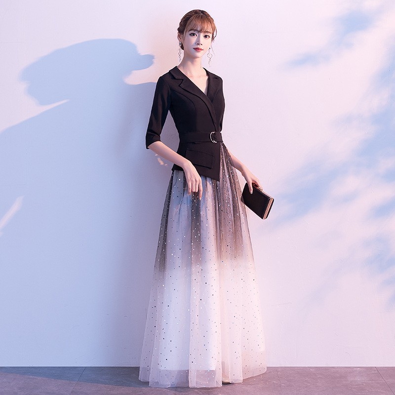 Women Mid Sleeve Maxidress Girl Dinner Party Dress Black Slim Evening Gown Red Gradual Change Dress Sequin Host Dress Shopee Singapore