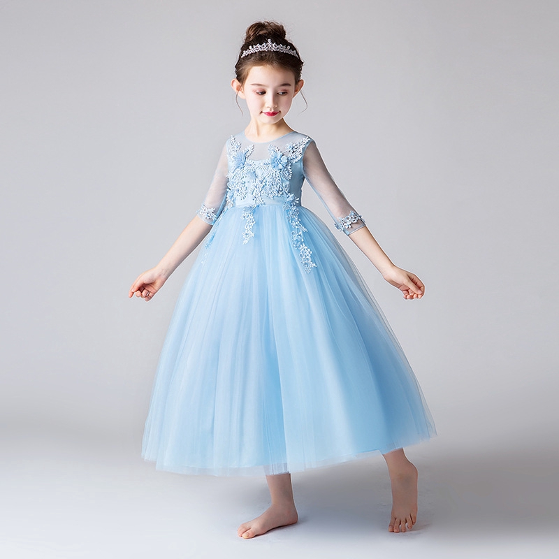 4 16y Kids Girls Long White Lace Flower Party Ball Gown Prom Dresses Kid Girl Princess Wedding Children Birthday Dress Shopee Singapore