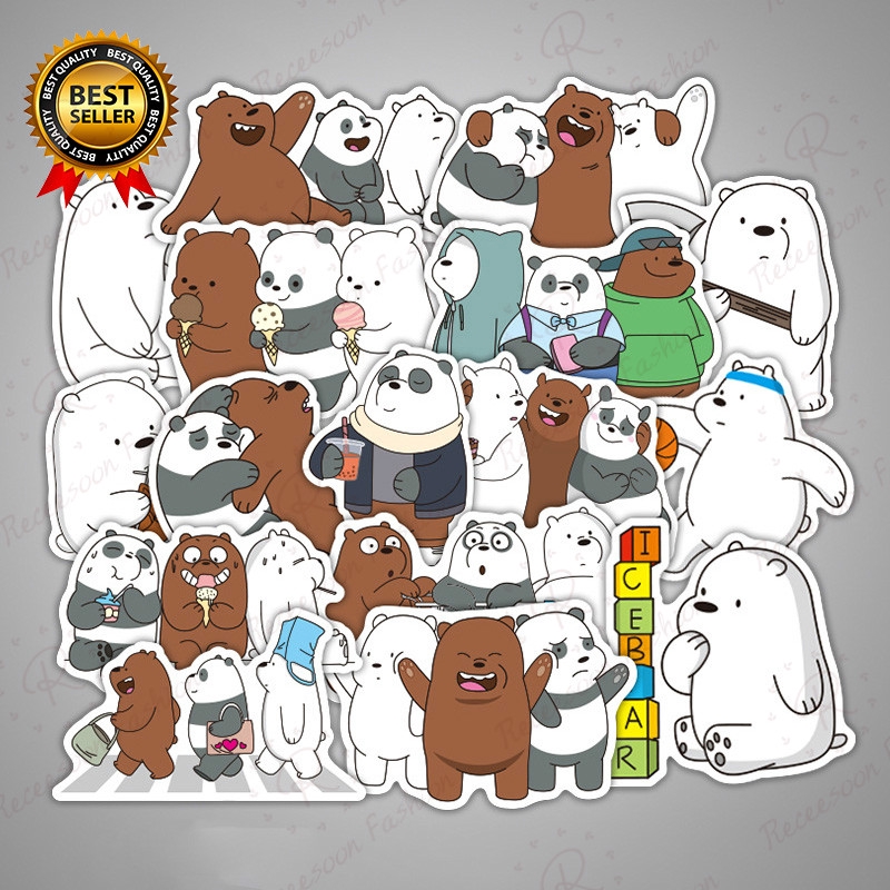36pcs We Bare Bears Stickers Cartoon Cute Decal For Notebook Laptop Luggage Shopee Singapore