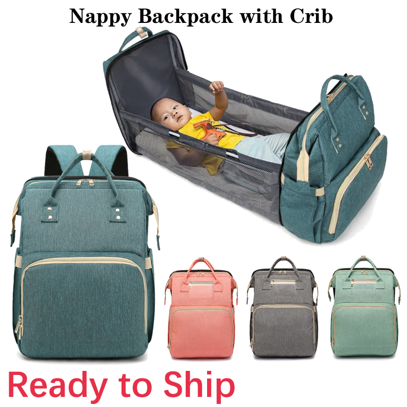 Ship Fast Multifunction Large Mummy Bag With Baby Crib Nappy Backpack Maternity Travel Beg Diaper Bag Shopee Singapore