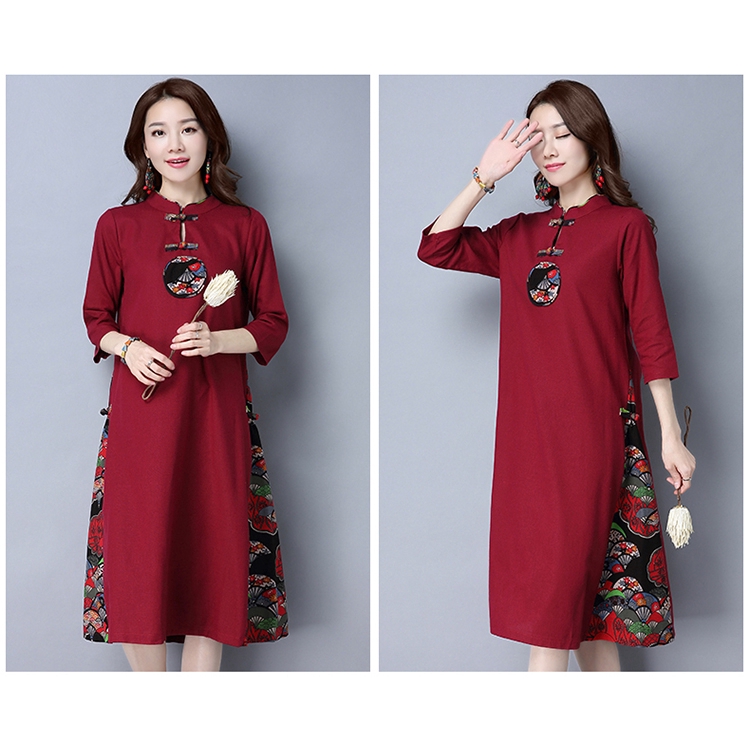 Cny Women Cheongsam Red Dress Chinese New Year Plus Size Loose Floral 旗袍 Shopee Singapore